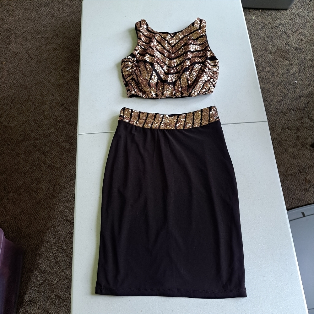 Fiesta Fashion Rose Gold Sequin 2 piece set